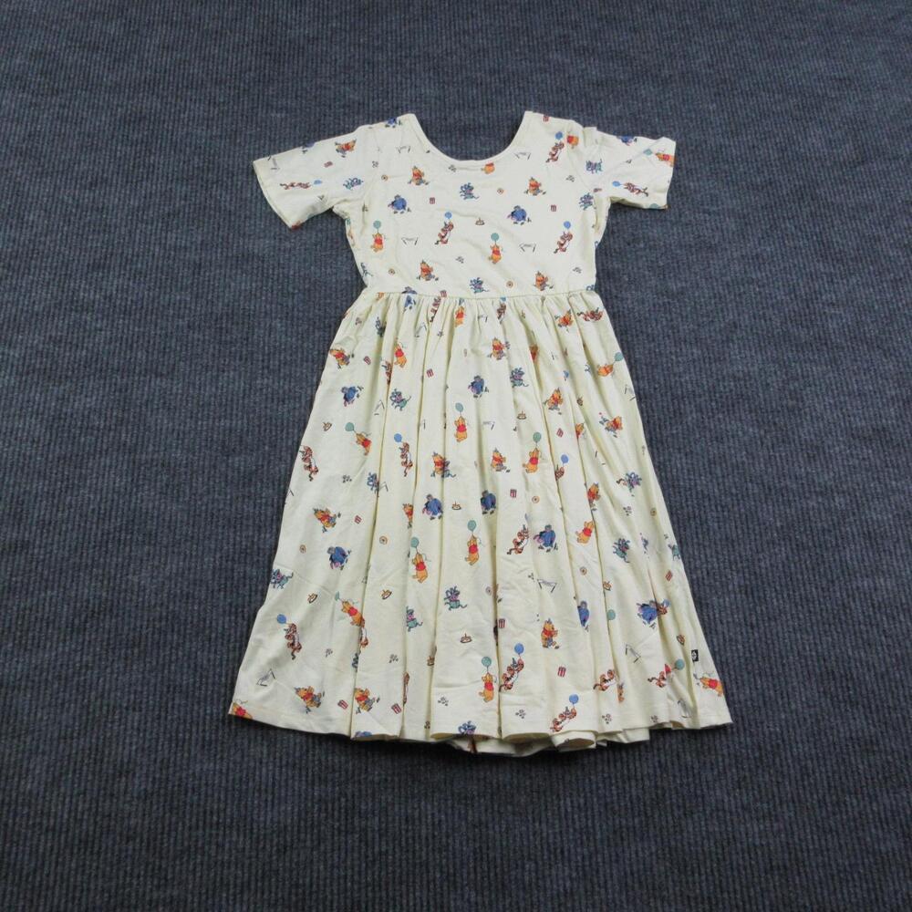 Disney Kyte Dress Girls 10 Yellow Winnie The Pooh Fit & Flare Short Sleeve NWT